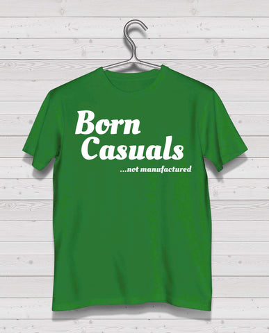 Born Casuals Light Green Short Sleeve TShirt - "not manufactured" white print