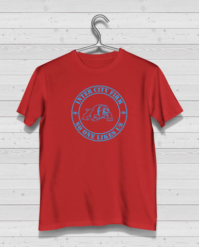Rangers ICF Bulldog Red Short Sleeve TShirt - Light Blue Print