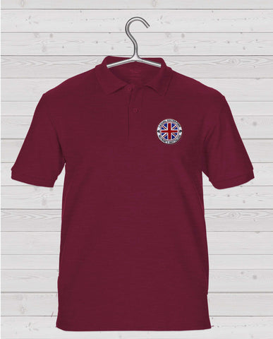 Hearts CSF Short Sleeve Polo Shirt - Maroon with Coloured Union Flag Badge