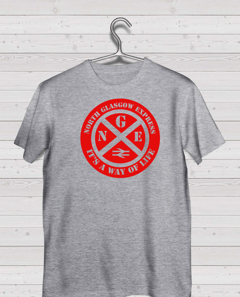 Partick Thistle Grey Short Sleeve TShirt -  Red Print