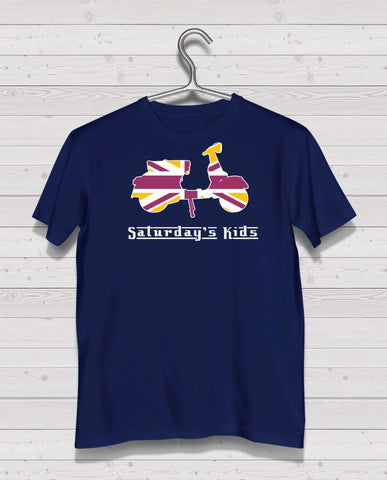 Scooter Style - Navy Tshirt, Short Sleeve (Gold/White/Claret)