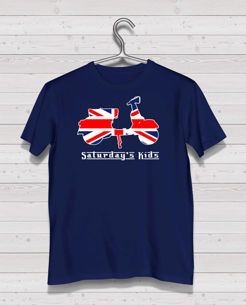 Scooter Style - Navy Tshirt, Short Sleeve (Red/White/Blue)