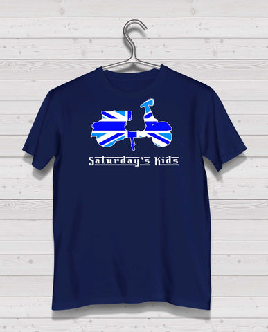 Scooter Style - Navy Tshirt, Short Sleeve (Royal/White/Light Blue)