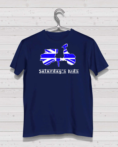 Scooter Style - Navy Tshirt, Short Sleeve (Blue/White)